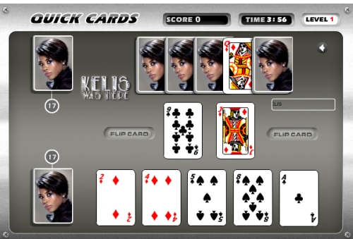Kelis Quick Cards Hi-Score Flash Game Screenshot